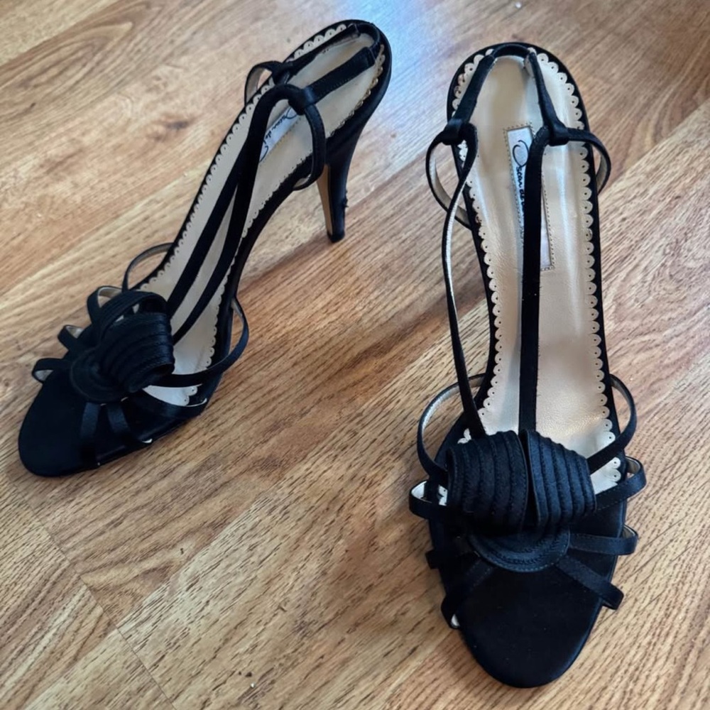 Oscar de la Renta Black Strappy Heels - Sz EU 39.5 / US 9
